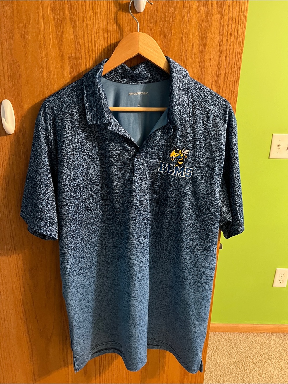 Sport-Tek Men's Heathered Navy BLMS Embroidered Polo XL